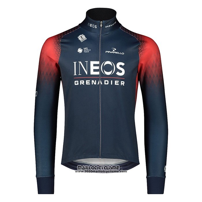 2022 Maillot Cyclisme Ineos Grenadiers Fonce Bleu Manches Longues et Cuissard